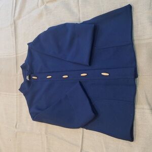 VINTAGE JCPenney Women's Blue Jacket with Wood Buttons